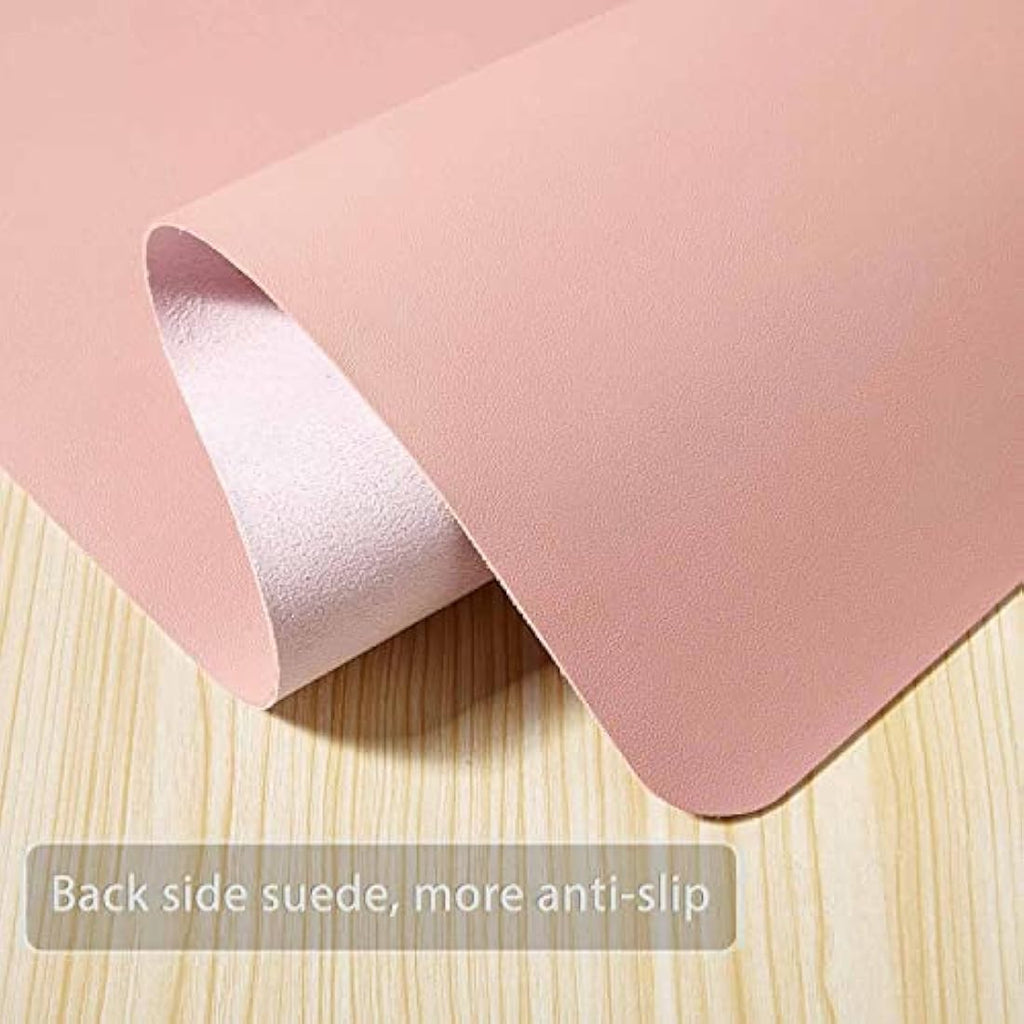 DOBAOJIA Large PU Leather Desk Pad - 31.5" x 15.7" Waterproof Mouse Mat, Pink