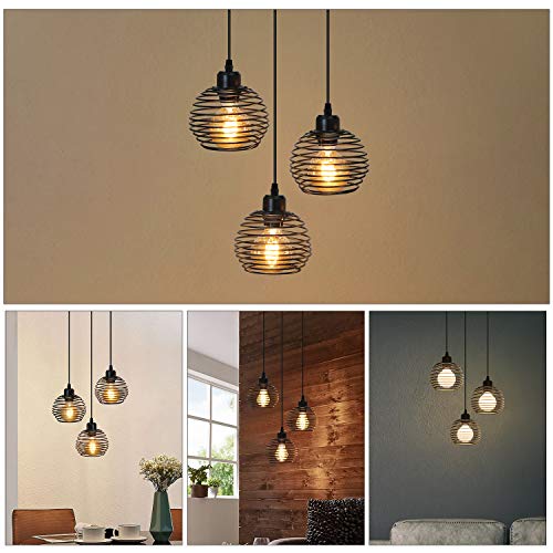 ZMH Industrial 3-Flame Cage Pendant Light – Retro Black & Gold Hanging Lamp