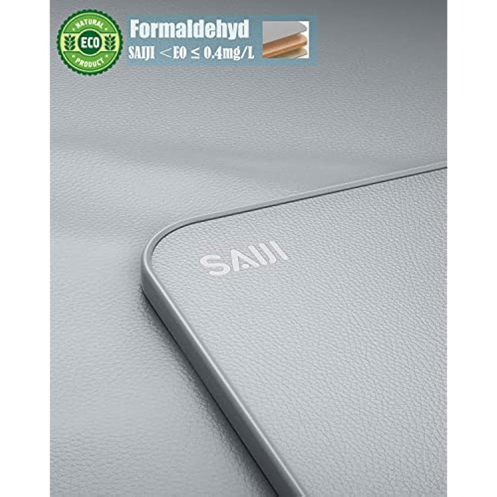 SAIJI Laptop Bed Table | Adjustable Leather Lap Desk with Drawer - Grey