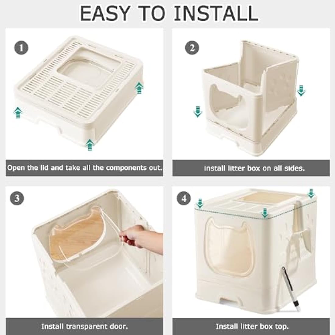 Pawsayes Cat Litter Box – Foldable Top Entry Tray with Drawer and Scoop