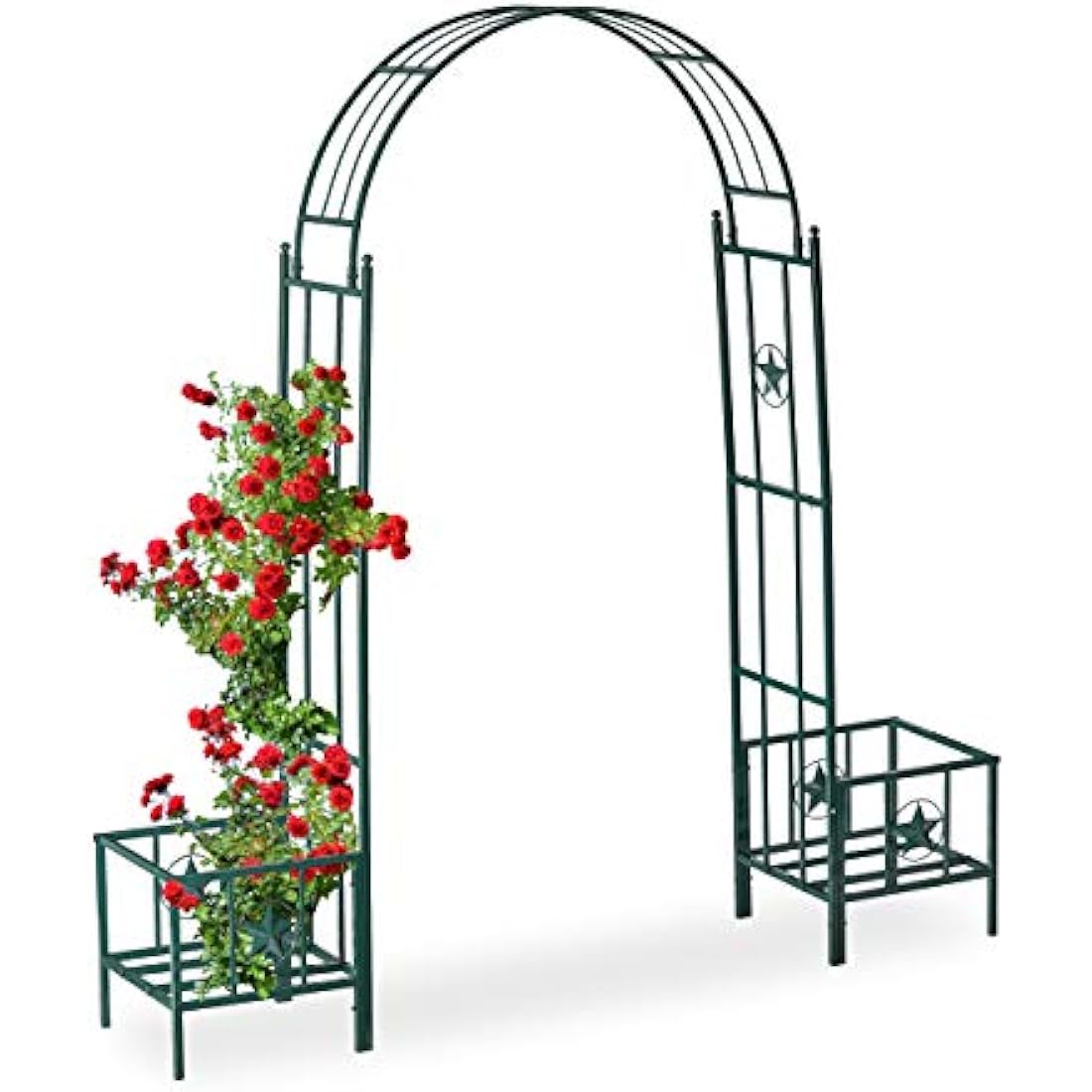 Relaxdays Metal Rose Arch with Planters – Weatherproof Garden Trellis