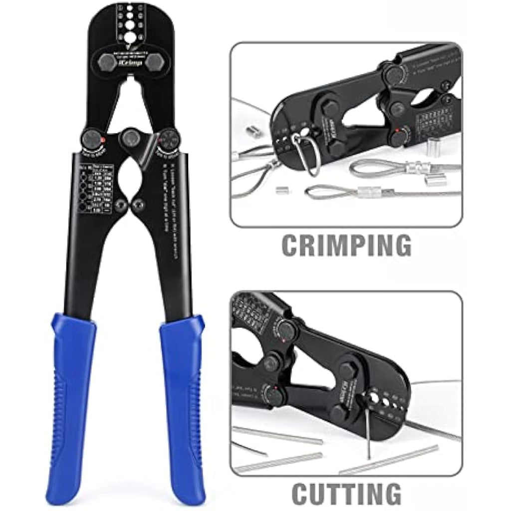 iCrimp Hand Swage Wire Rope Crimping Tool with Built-in Cable Cutter