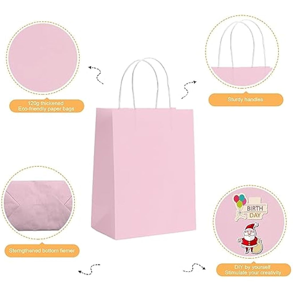 GIFTSAY Pink Paper Gift Bags with Handles - 30 Pcs Small Party Bags