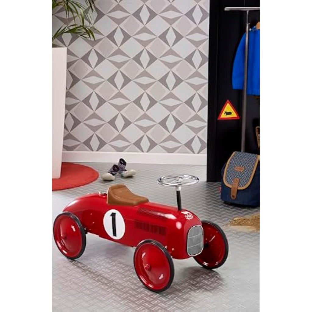 Vilac Red Metal Car – Vintage Style Ride-On Toy for Toddlers