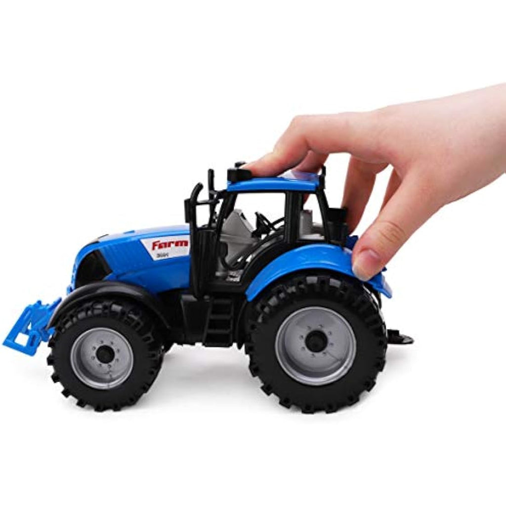 Toyland Friction Powered Farm Tractor with Opening Hood - Blue