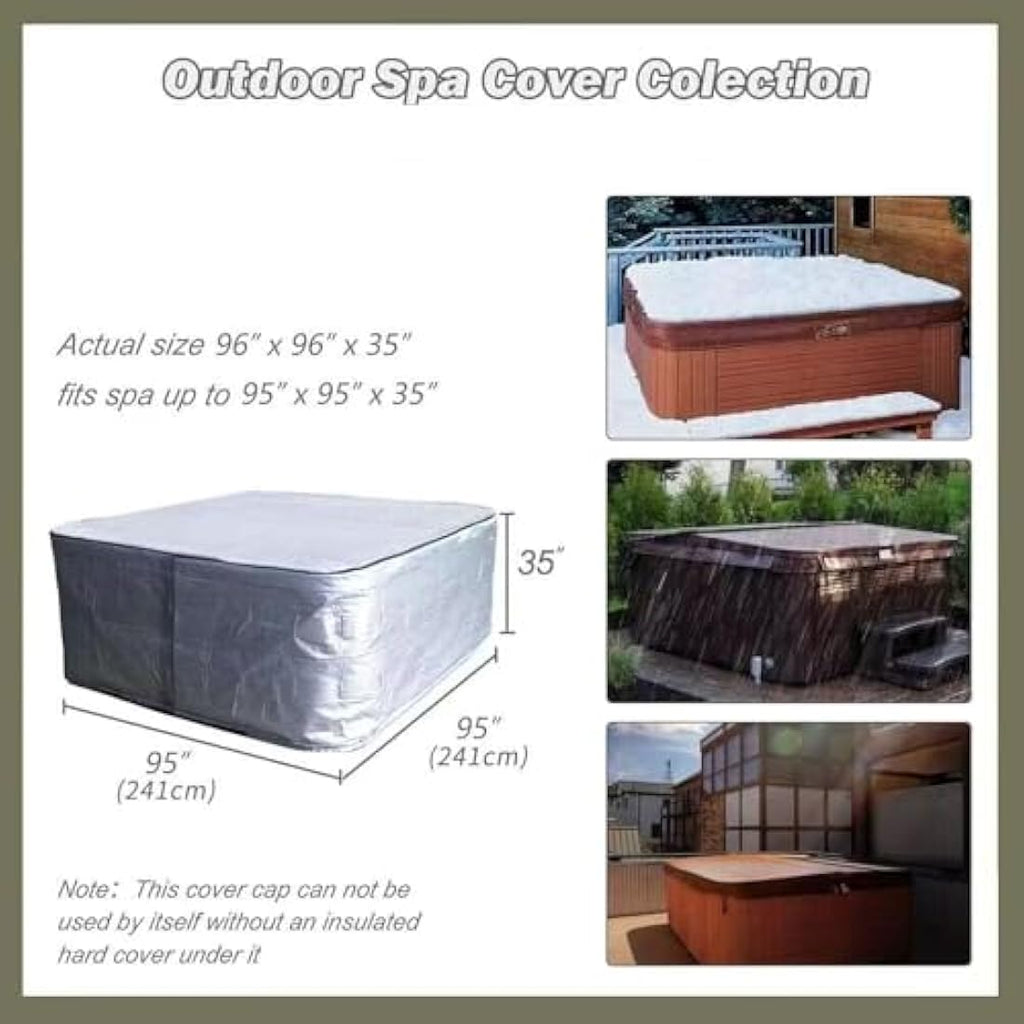 Jolof Store Insulated Hot Tub Cover – 95x95x35 Thermal Spa Protector