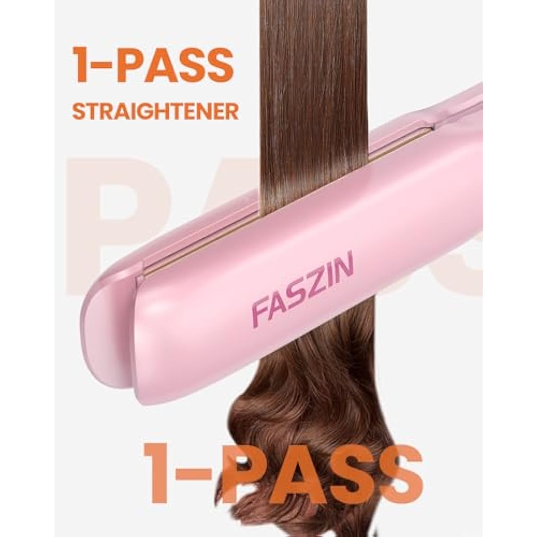 Faszin Ionic Titanium Hair Straightener – Fast Heat Flat Iron with LCD, Pink