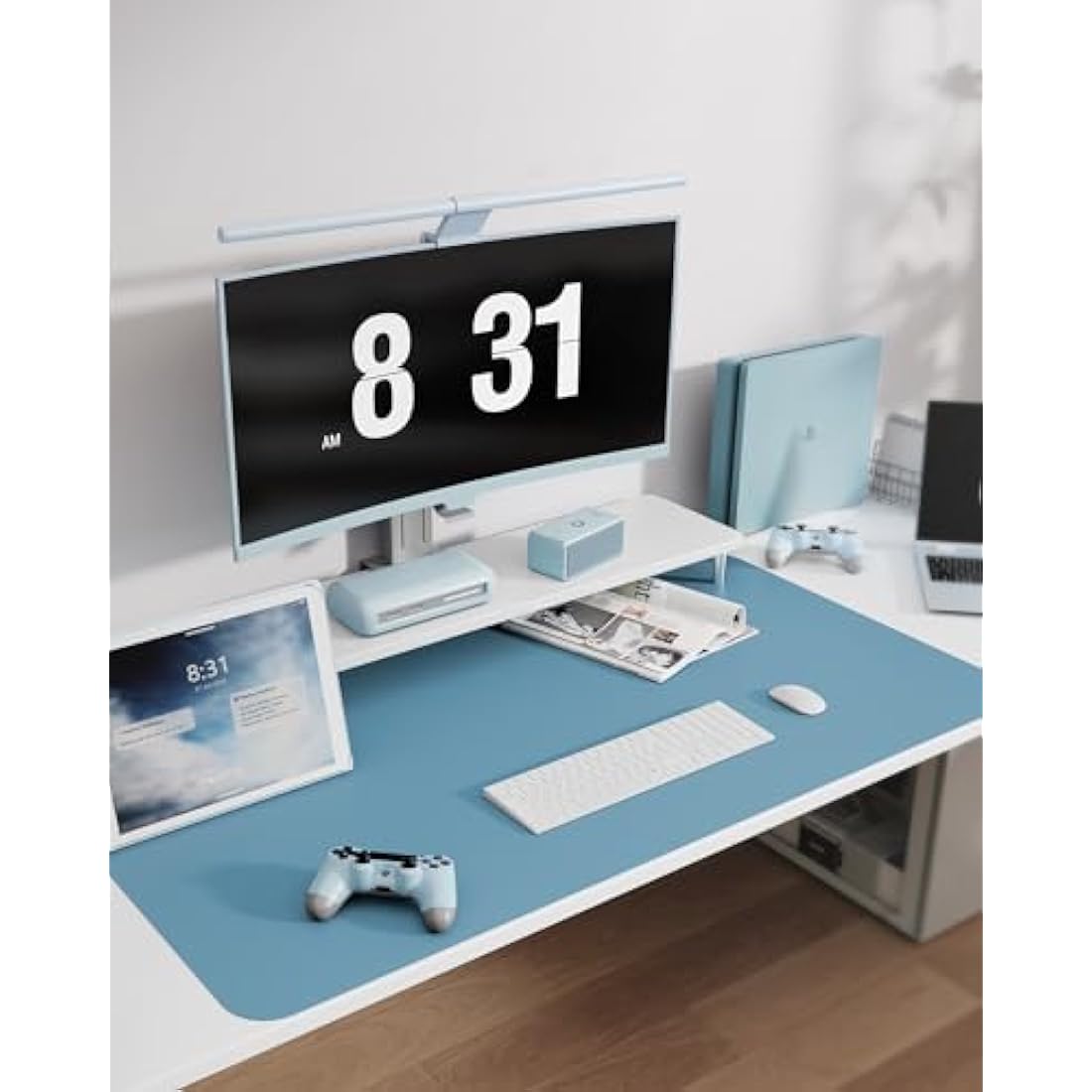 MOLMO Leather Desk Mat – Waterproof Non-Slip Office Pad, Azure (60x35cm)