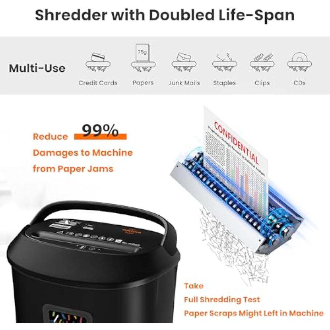 VidaTeco 14-Sheet Cross-Cut Paper Shredder – 25L Bin for Home Office