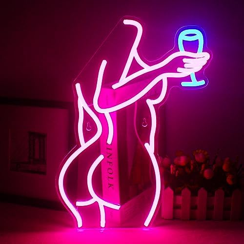Lady Back Neon Sign | Pink LED Wall Art for Bedroom & Bar