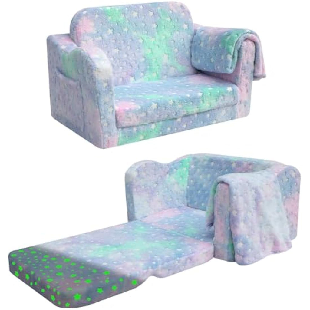 MeMoreCool Kids Sofa Bed – Glow in The Dark Convertible Toddler Lounger