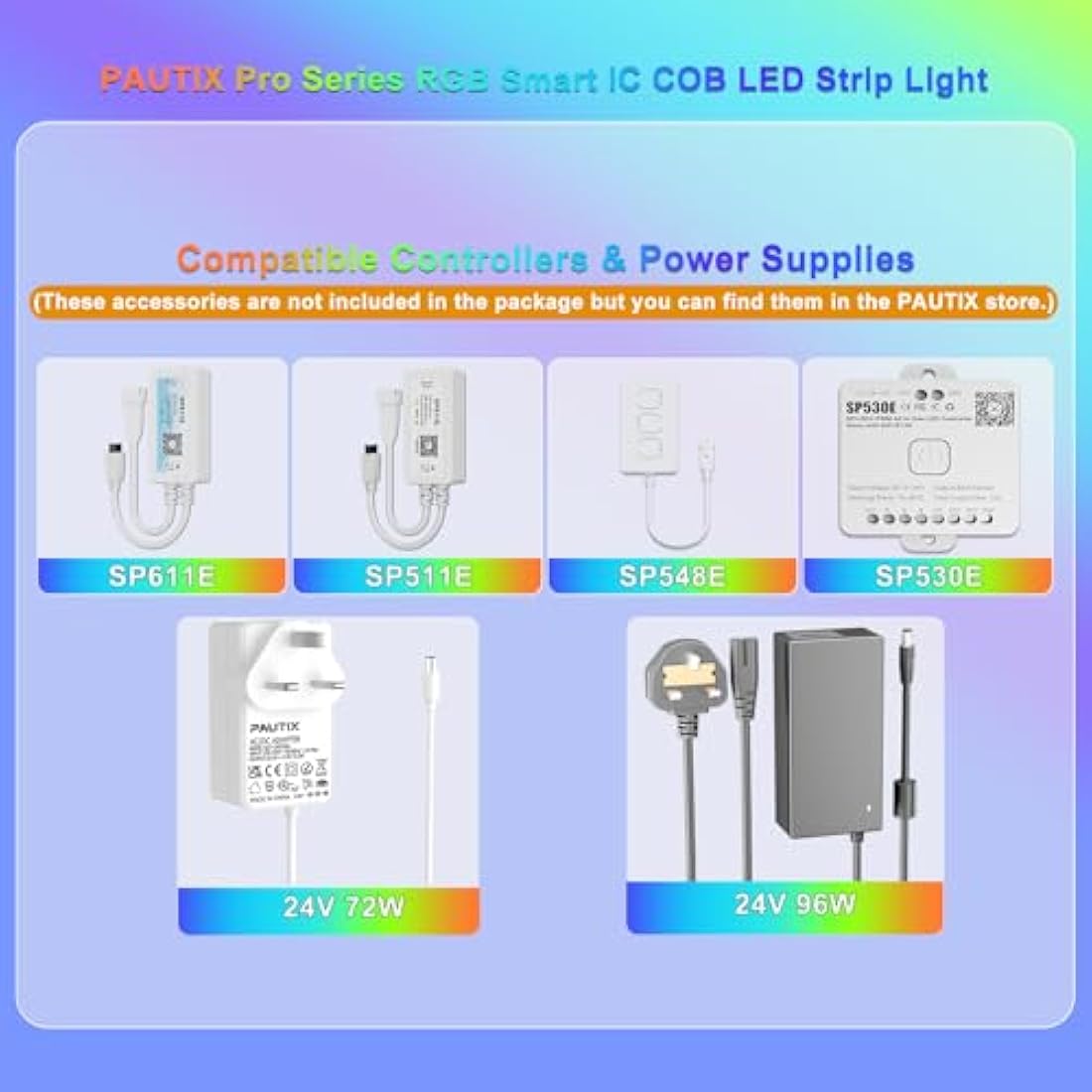 PAUTIX RGBIC COB LED Strip – 5M Addressable Pixel Tape Light (24V)