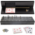 WE Games Travel Cribbage Board – Black Stained Oak with Metal Pegs