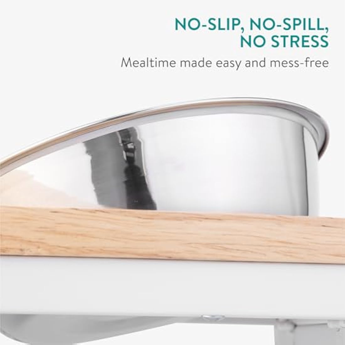Navaris Large Elevated Wooden Dog Bowl Stand – Foldable Pet Feeder