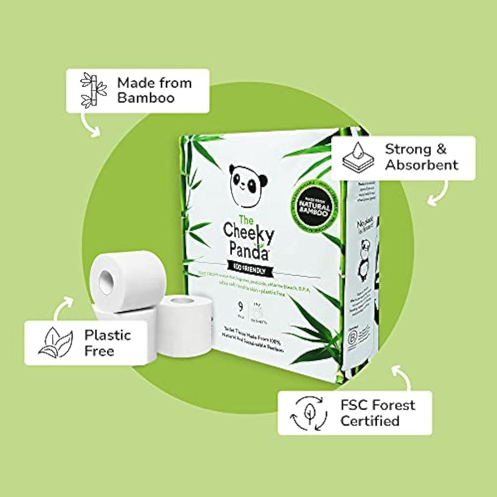The Cheeky Panda Bamboo Toilet Paper | 45 Rolls | 3-Ply Plastic Free