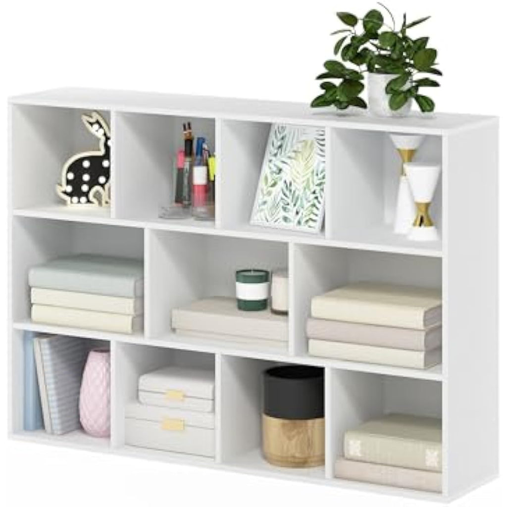 Furinno Luder 11-Cube Reversible Open Shelf Bookcase - White Wood