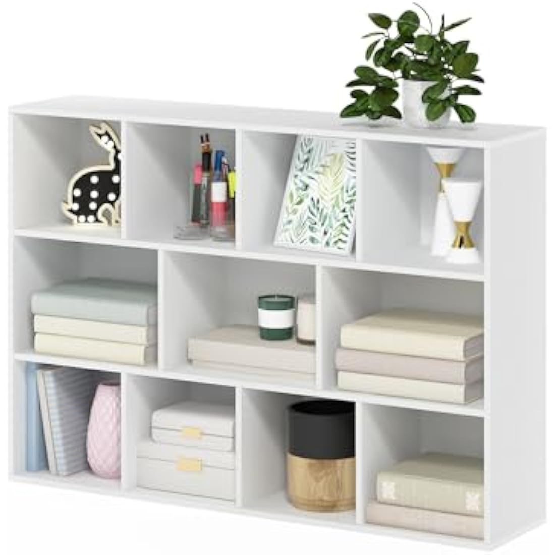 Furinno Luder 11-Cube Reversible Open Shelf Bookcase - White Wood