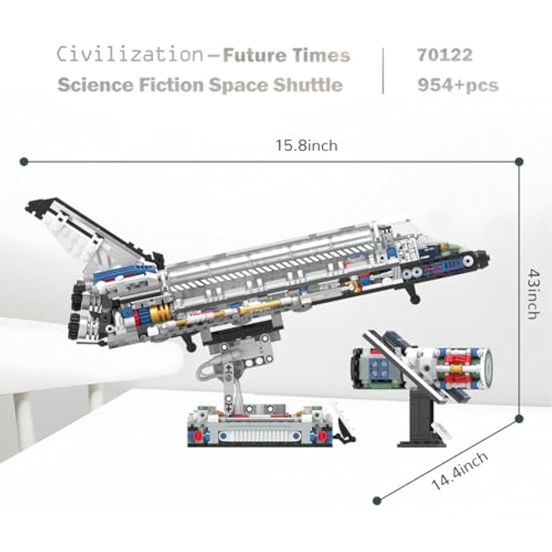 JMBricklayer Space Shuttle Building Blocks Kit - 954pc Model with Stand