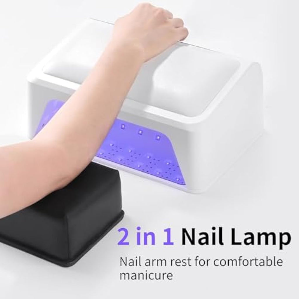 72W UV LED Nail Lamp with PU Leather Arm Rest Pillow