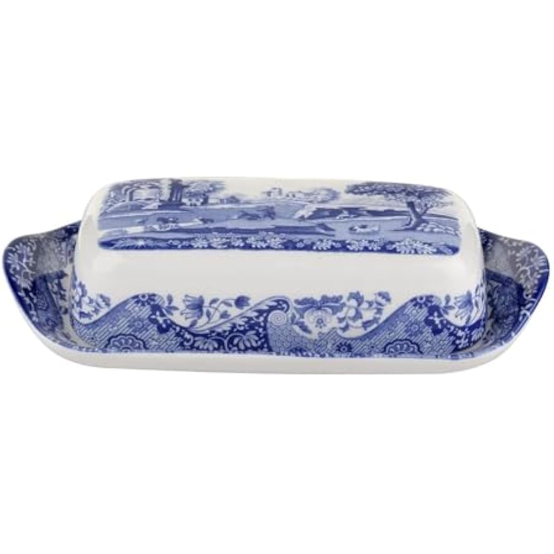 Spode Blue Italian Ceramic Covered Butter Dish - Fine China Tableware