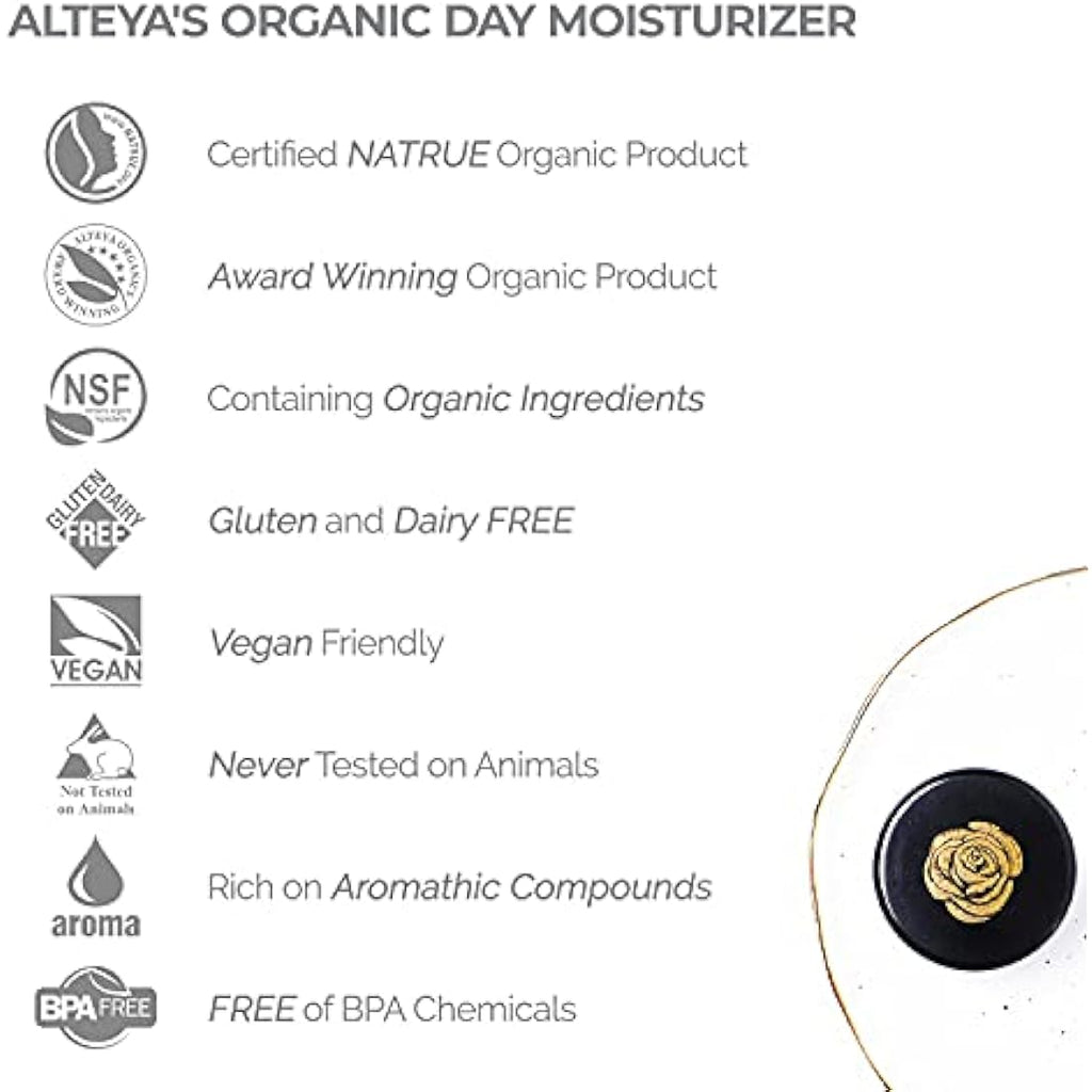 Alteya Organic Bulgarian Rose Day Moisturiser – Rejuvenating Face Cream 50ml