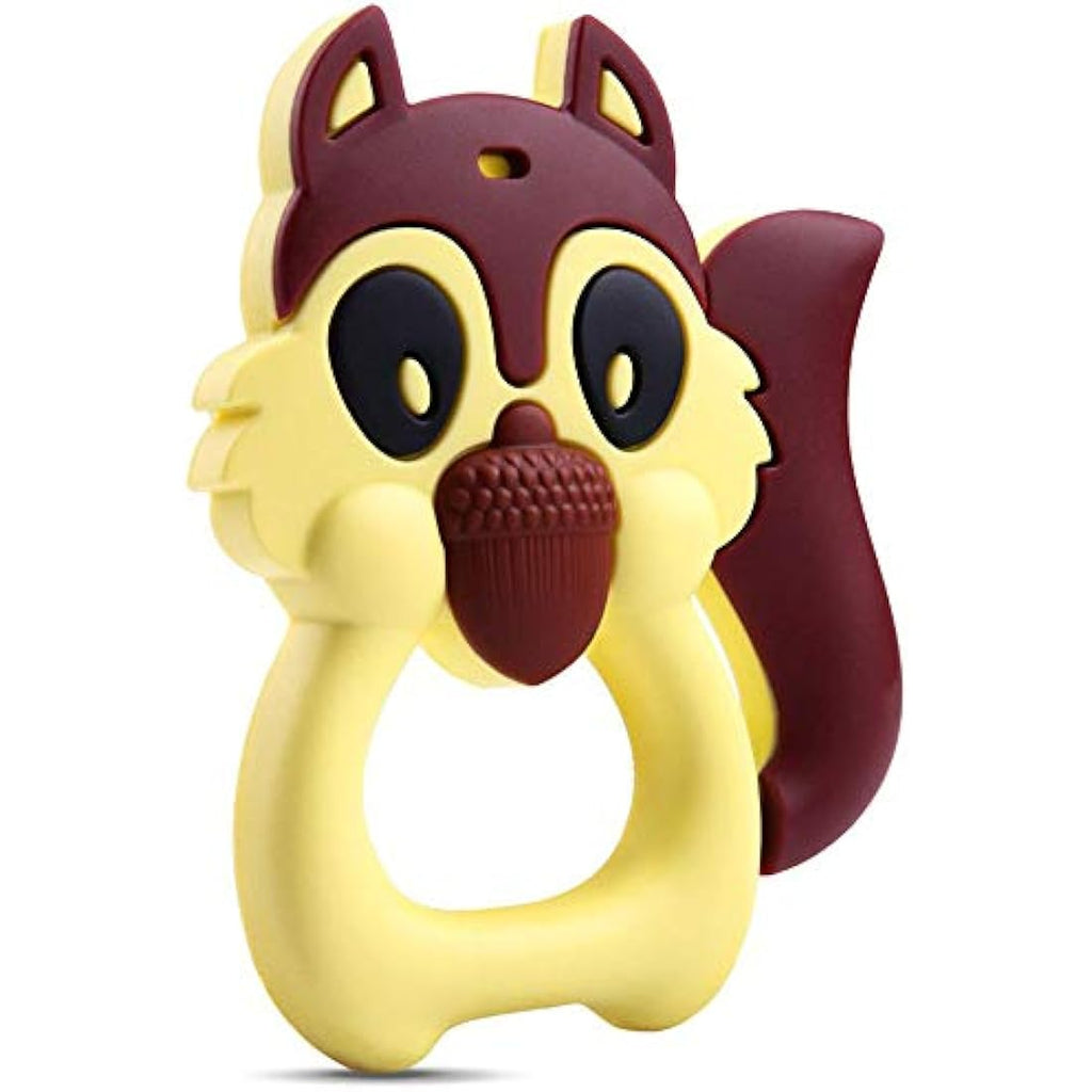 PREMYO Silicone Baby Teething Toy – BPA Free Squirrel Teether, Brown