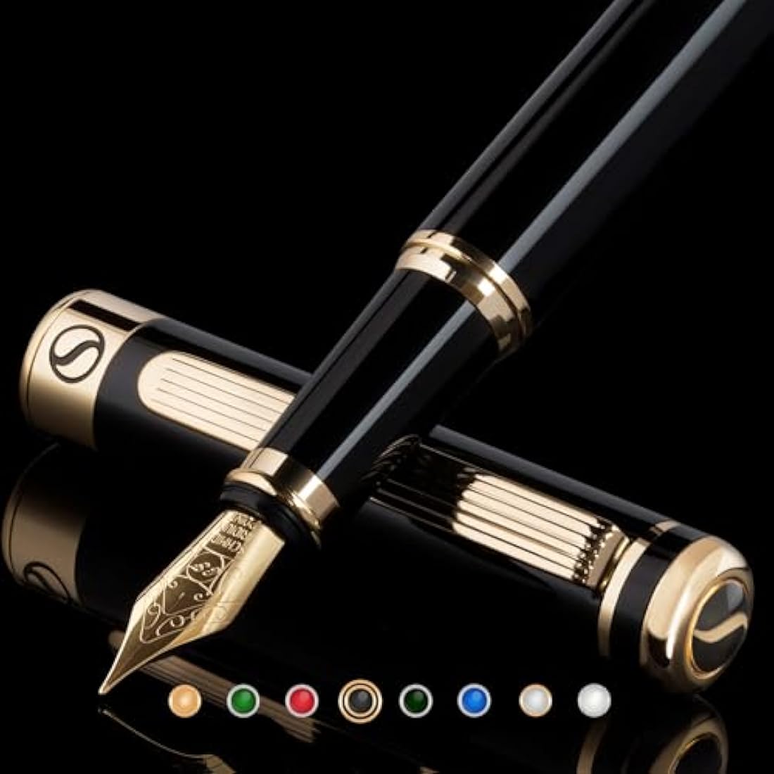 Jolof Store Black Lacquer Fountain Pen | Gold Plating, Extra Fine Nib