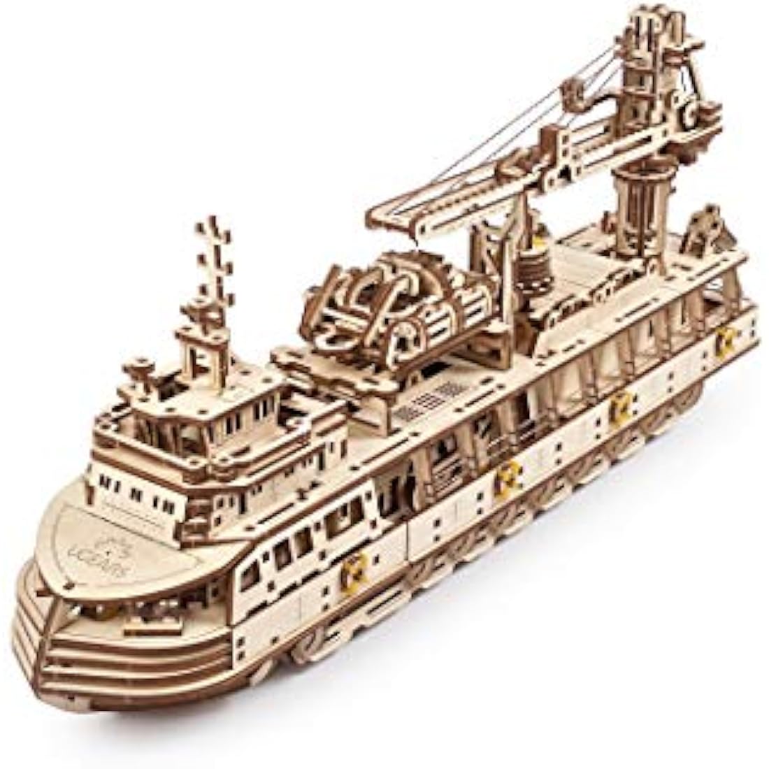 UGEARS Research Vessel 3D Wooden Model Kit – Mechanical Ship Puzzle