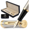 Wordsworth & Black Fountain Pen Set - 18K Gilded Fine Nib, Silver Gold