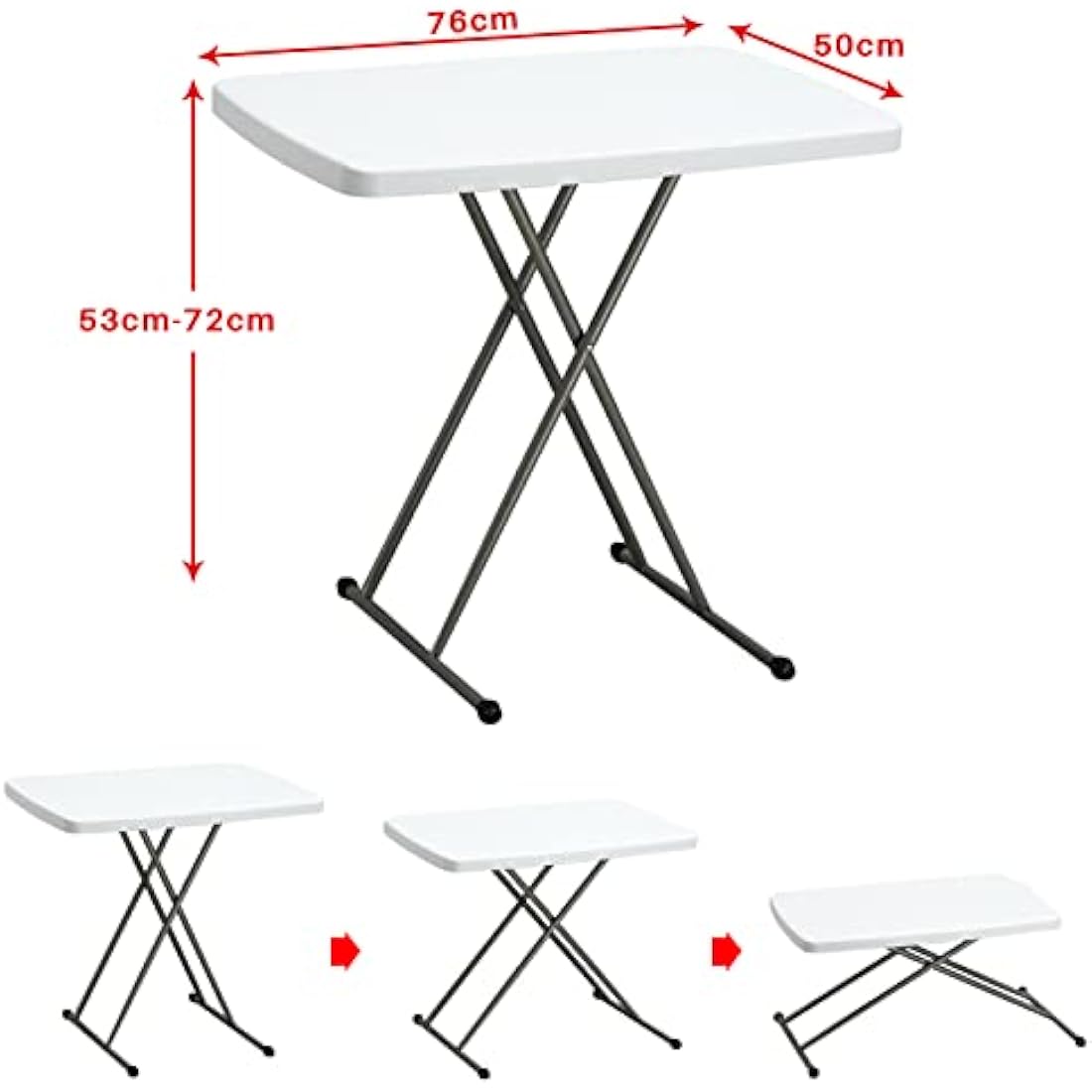 HollyHOME 2.5FT Folding Table | Height Adjustable Portable Picnic Table