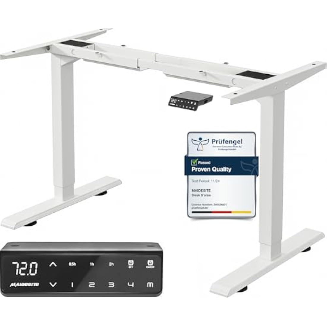 MAIDeSITe Dual Motor Standing Desk Frame – Ergonomic T2 Pro, White
