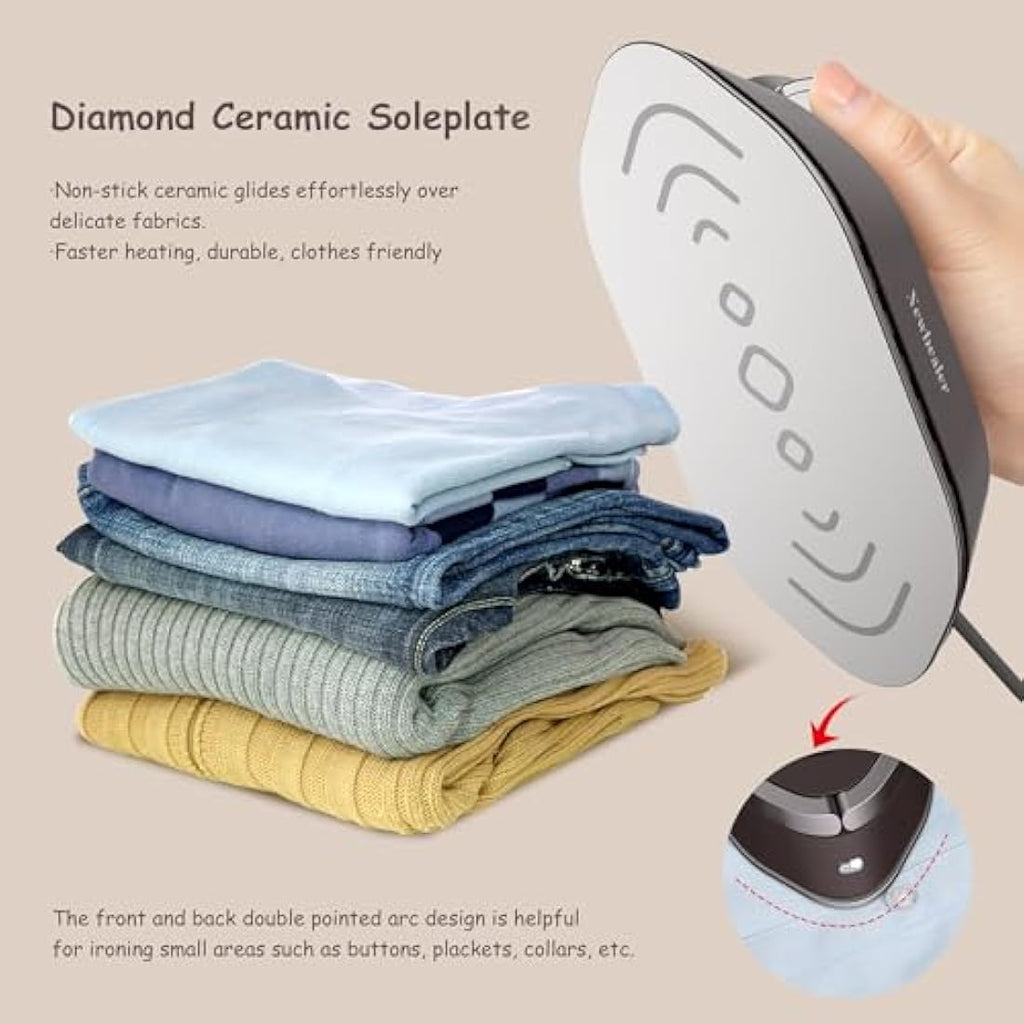 Newbealer Mini Travel Iron – Dual Voltage Compact Iron for Quilting, Brown