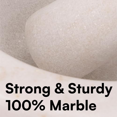 Jolof Store White Marble Mortar and Pestle Set – 18cm Stone Spice Grinder
