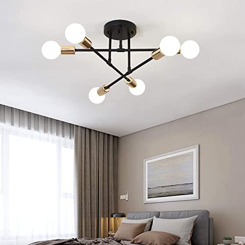 Sputnik Chandelier – 6-Light Mid-Century Modern Metal Ceiling Lamp
