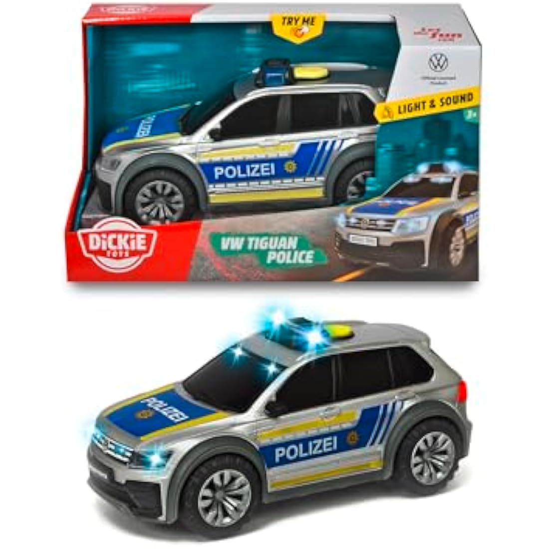 Dickie Toys VW Tiguan R-Line Police SUV Toy Car with Light & Sound