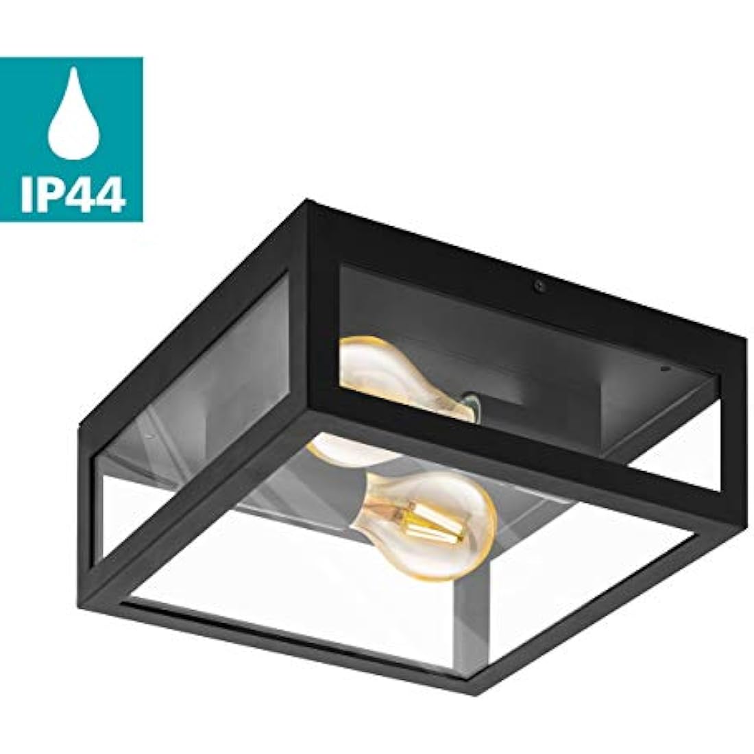 Eglo Alamonte 1 Outdoor Ceiling Light – Black Steel & Glass IP44