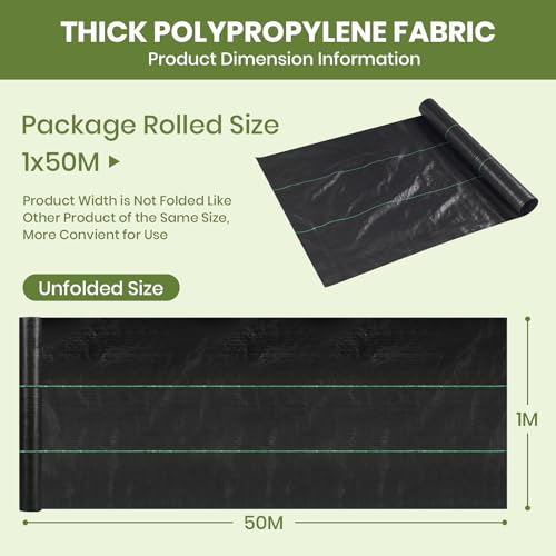 Velway Heavy Duty Weed Control Membrane | 1x50M Landscape Fabric