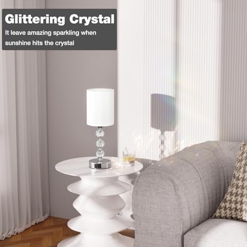 Aooshine Crystal Touch Bedside Lamp | 3-Way Dimmable with USB-C+A Ports