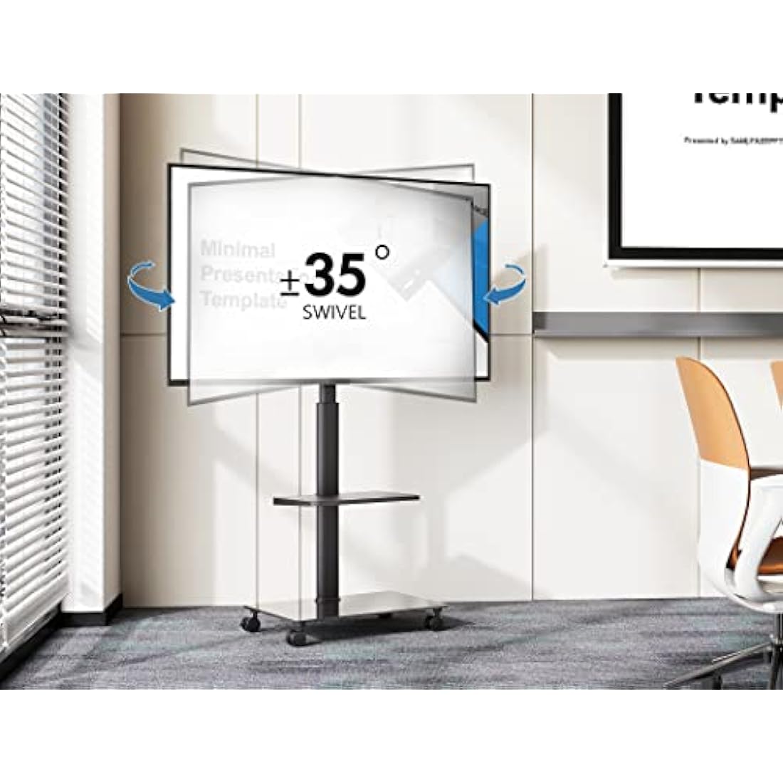 FITUEYES Mobile TV Stand with Wheels | Swivel & Height Adjustable (32-60")