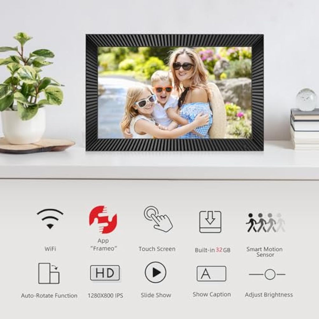 Akimart 10.1" WiFi Digital Photo Frame | 32GB IPS Touch Screen Smart Frame