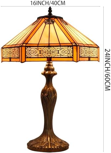 Werfactory Tiffany Table Lamp | 16" Yellow Stained Glass Mission Style