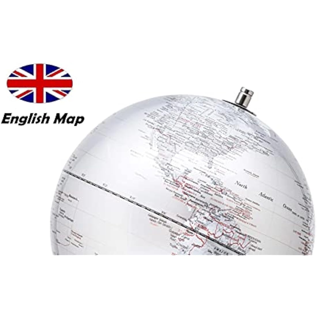 30CM World Globe – Metallic Silver Stainless Steel Desk Decor