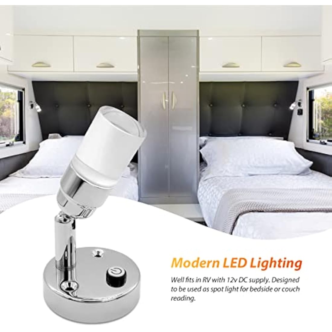 Dream Lighting 12V LED Reading Light - Cool White & Blue Nightlight