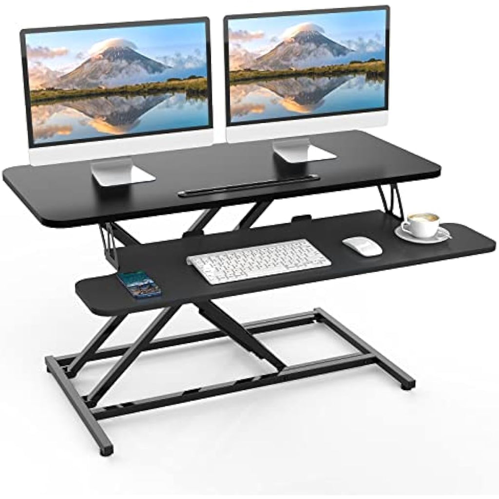 ERGOMAKER 36" Standing Desk Converter | Height Adjustable Dual Monitor Riser