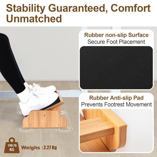 StrongTek Wooden Rocking Foot Rest – Ergonomic Under Desk Stool