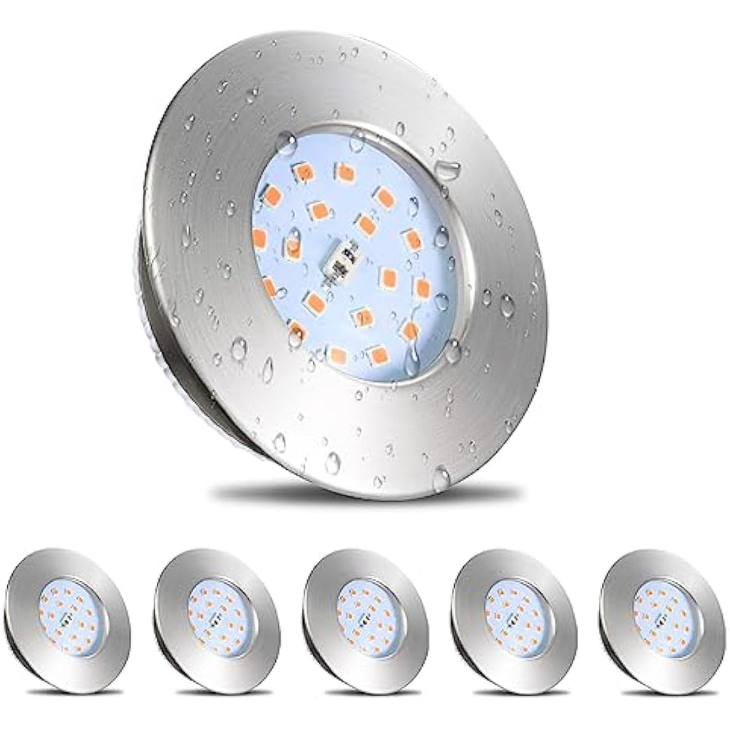 HiBay 6-Pack 5W Ultra Slim IP44 Recessed LED Downlights | Chrome Warm White