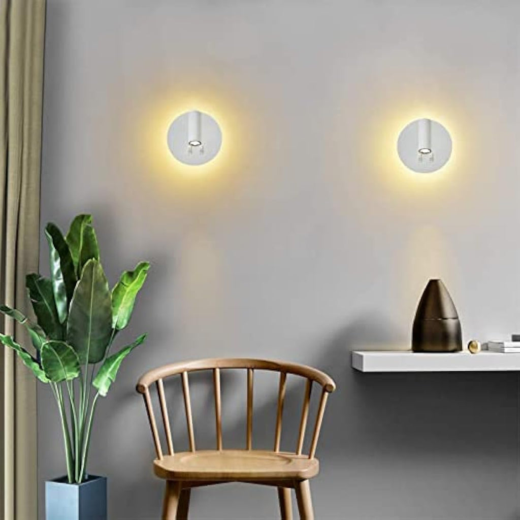 uksunvi LED Bedside Reading Wall Lamp – 12W Adjustable Spotlight, 2-Pack