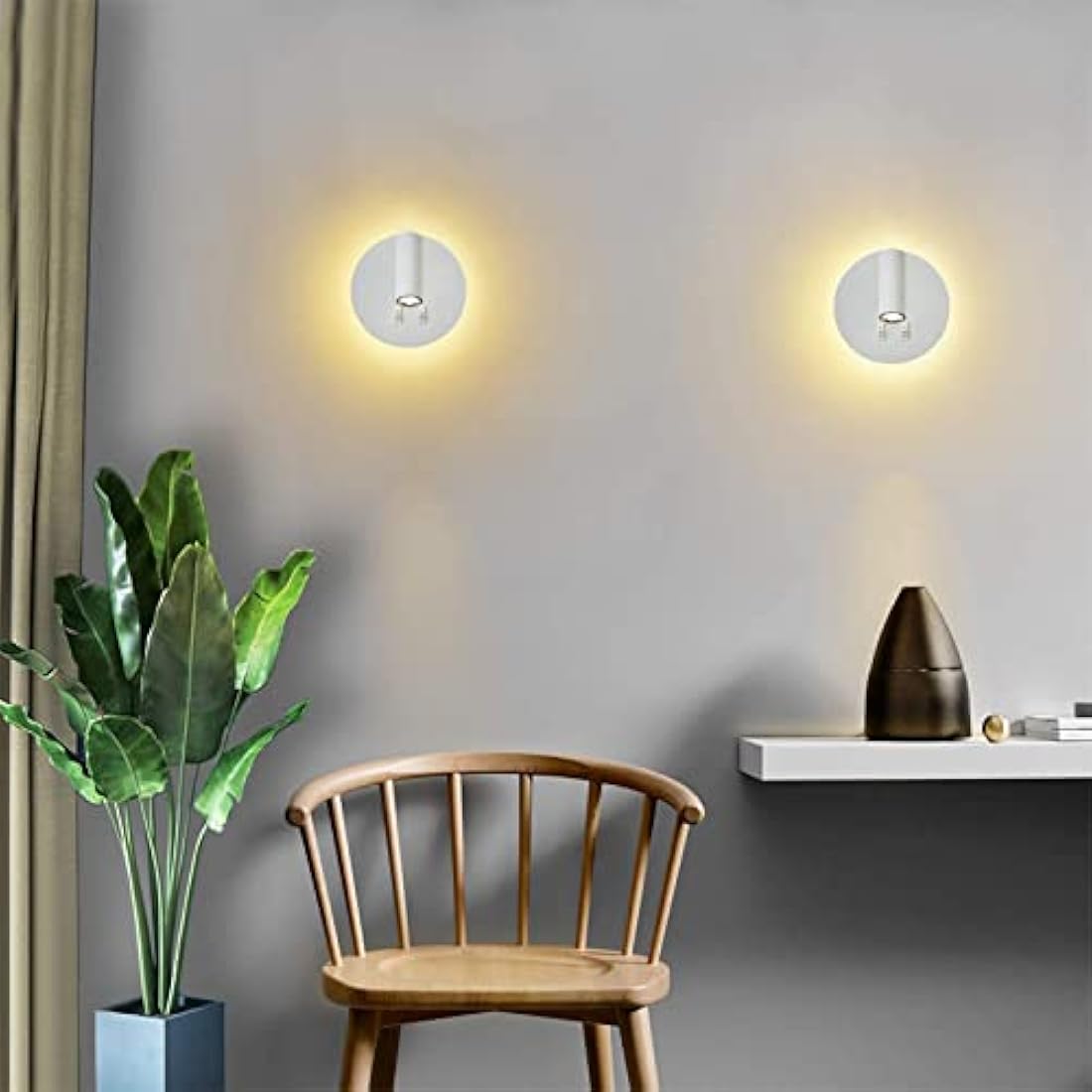 uksunvi LED Bedside Reading Wall Lamp – 12W Adjustable Spotlight, 2-Pack