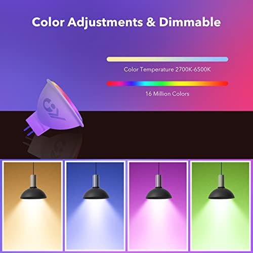 GY MR16 Smart LED Bulb GU5.3 | WiFi RGB & Dimmable Alexa Compatible | 6 Pack