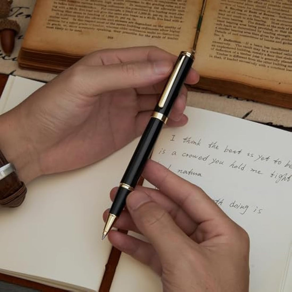 Luxury Rollerball Pen - 24K Gold Trim with Schneider Ink